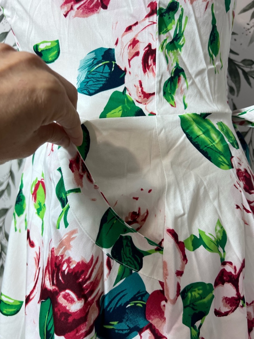 Flowers Retro Vintage Cotton Dress Sz XL 18 Elegant Classic Fit & Flare Bohemian - Picture 5 of 13